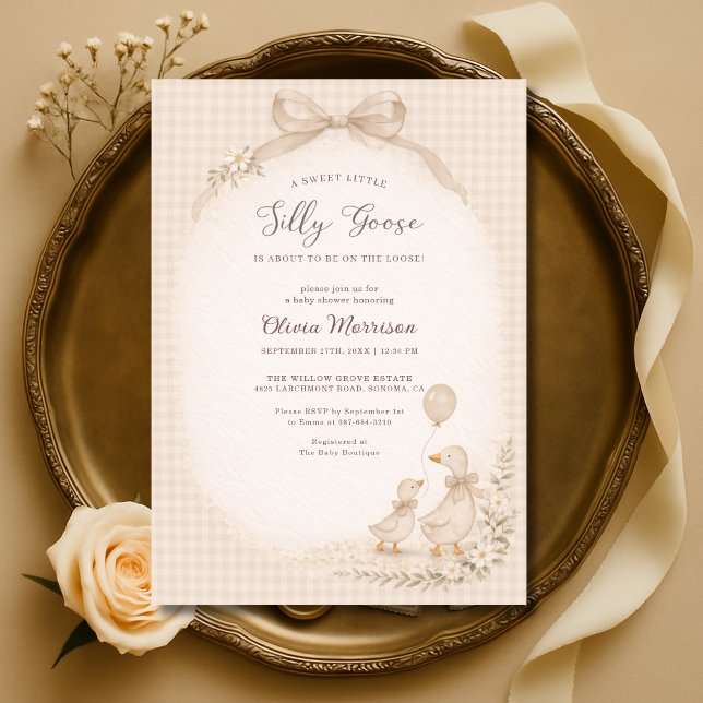 Invitación Silly Goose Gingham Baby Shower  (Subido por el creador)