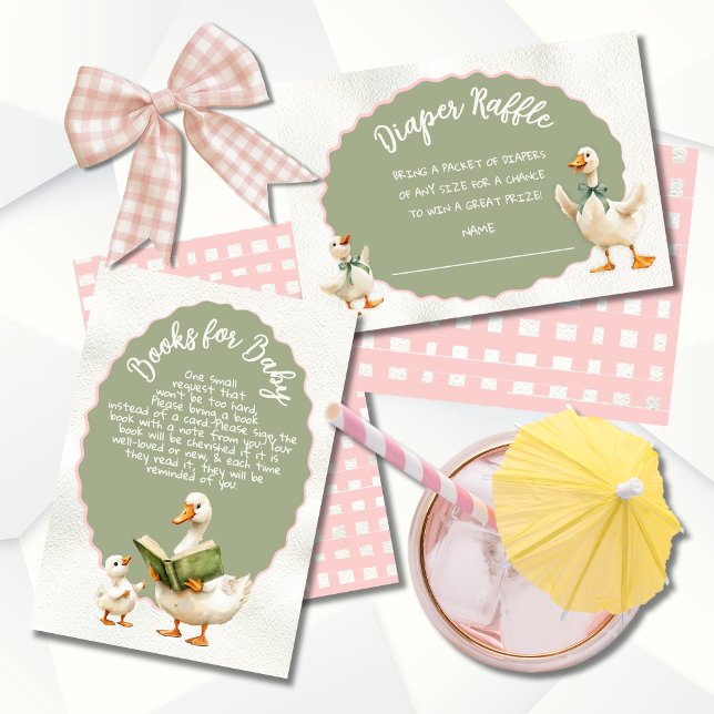 Invitación Silly Goose Gingham Baby Shower Diaper Raffle (Subido por el creador)