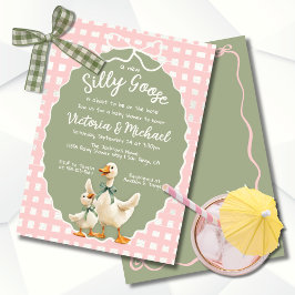 Invitación Silly Goose Gingham Bow Baby Shower
