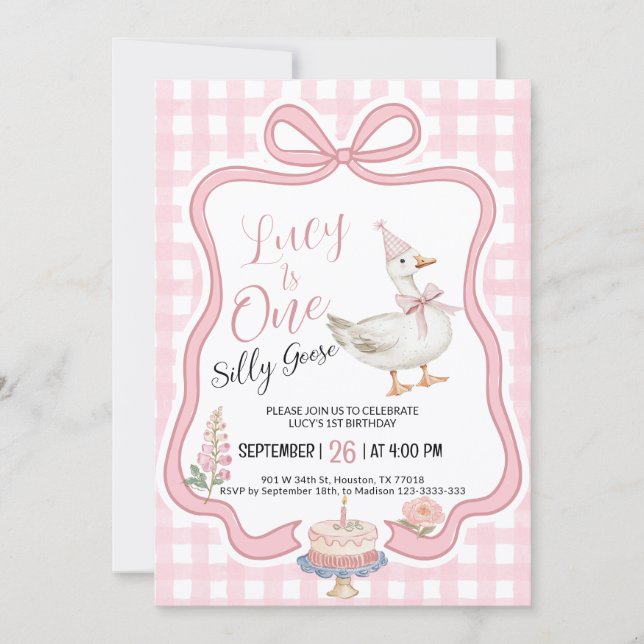 Invitación Silly Goose Girl 1st Birthday Invitation (Anverso)