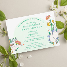 Invitación Silly Goose Green Floral Baby Shower