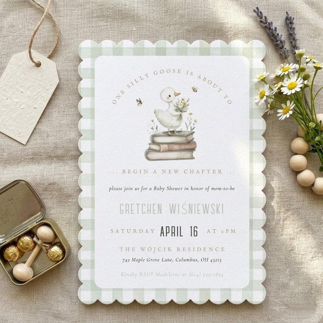 Invitación Silly Goose New Chapter Spring Baby Shower  (Silly Goose New Chapter Spring Baby Shower Invitation)