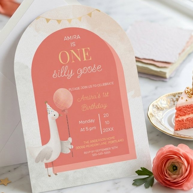 Invitación Silly Goose Personalized First Birthday Invitation (Subido por el creador)