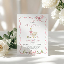 Invitación Silly Goose Pink Floral Bow Bow