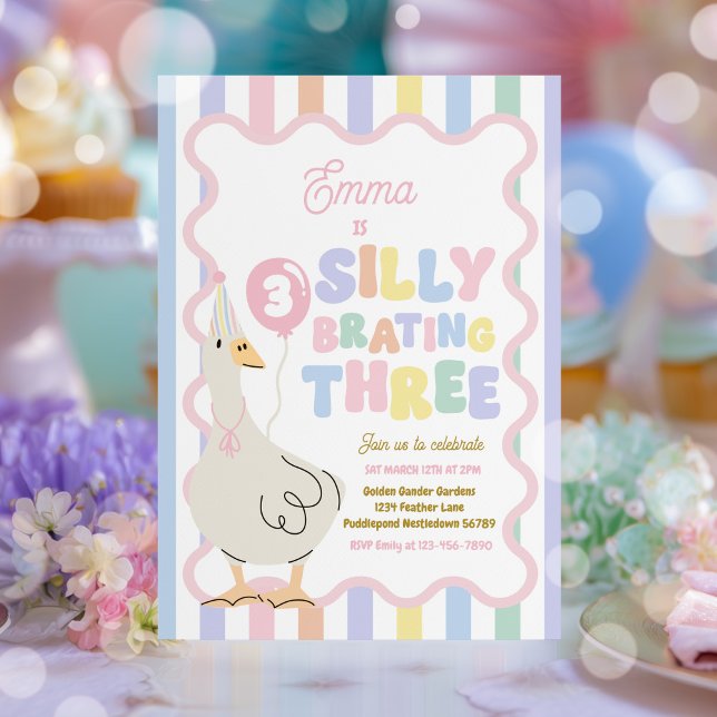 Invitación Silly Goose Silly-Brating Three Birthday Party  (Subido por el creador)