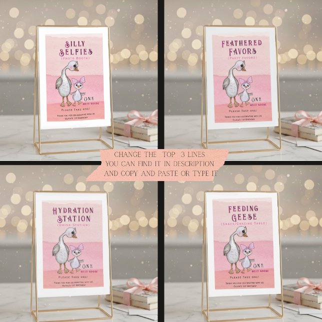 Invitación Silly Goose Universal Party Sign Template | Edit (Universal Sign Template -with 4 Suggestions- change top 3 lines)