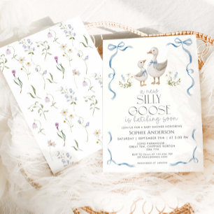 Invitación Silly Goose Vinatge Bow Boy Baby Shower