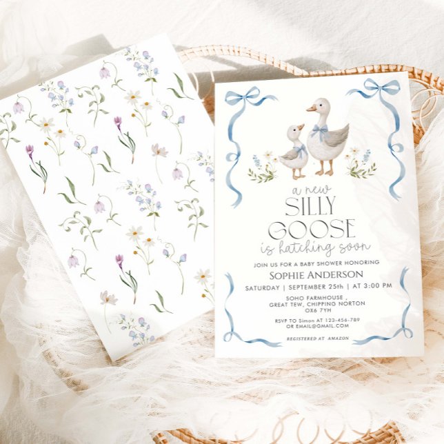 Invitación Silly Goose Vinatge Bow Boy Baby Shower (Subido por el creador)