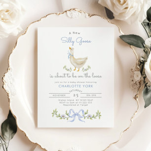 Invitación Silly Goose whimsical Bow Bboy ducha