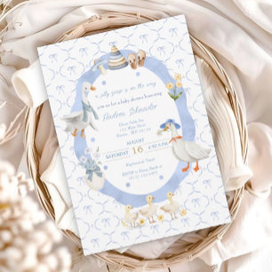 Invitación Silly Goose Whimsical Bow Boy Shower