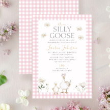 Silly Goose Whimsical Pink Bow Baby Shower