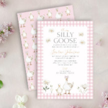 Silly Goose Whimsical Pink Bow Baby Shower