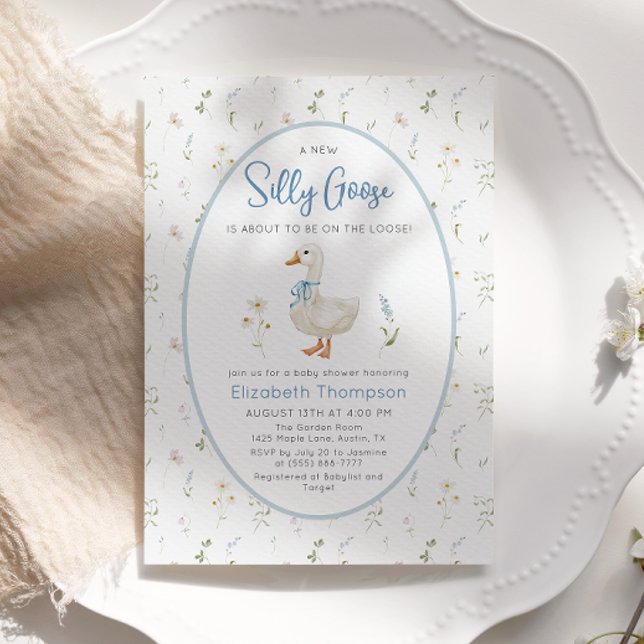Invitación Silly Goose Wildflower Floral Boy Baby Shower (Subido por el creador)