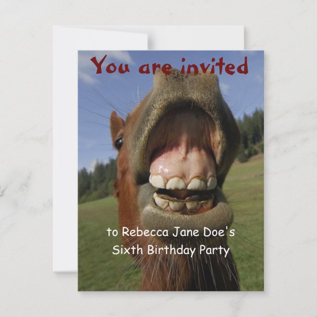 Invitación Silly Horse y Donkey Fiesta de Cumpleaños (Anverso)