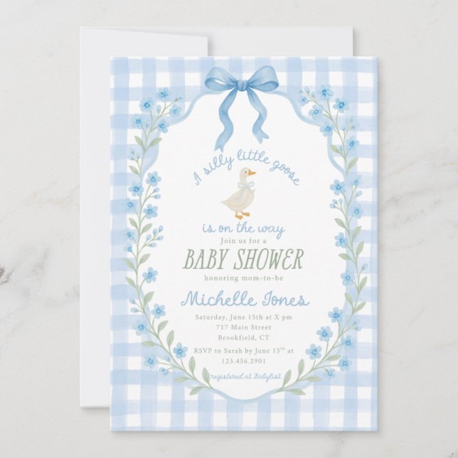 Invitación Silly Little Goose Baby Shower  (Anverso)