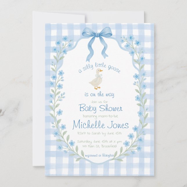 Invitación Silly Little Goose Baby Shower  (Anverso)