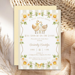 Invitación Silly Little Goose Yellow Daisy Baby Shower