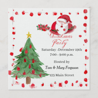 Invitación Silly Santa Watercolor Christmas Party Invitation
