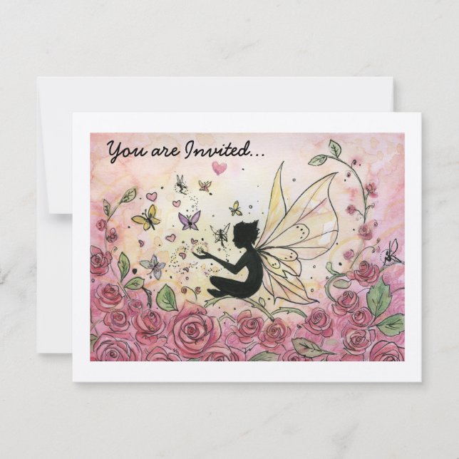 Invitación Silueta and Roses (Anverso)