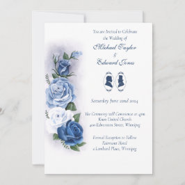 Invitación Silueta Botánica Gay Regencia Azul Romántica 
