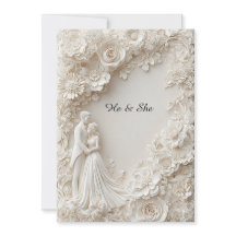 🌸 Silueta de boda elegante Papel floral marfil
