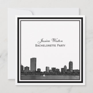 Invitación Silueta de Boston Grabada en Marco para Despedida