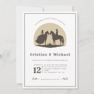 Invitación silueta de caballos boda Cowboy