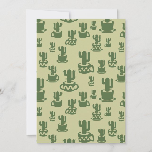 Invitación Silueta de cactus suculenta en tazas y macetas (Anverso)