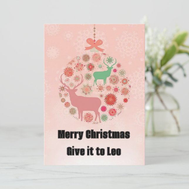 Invitación Silueta de copo de nieve de Elk pendant anillo con (Anverso de pie)