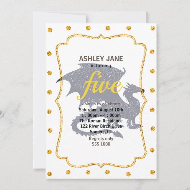 Invitación Silueta de dragón: elegir color de fondo (Anverso)