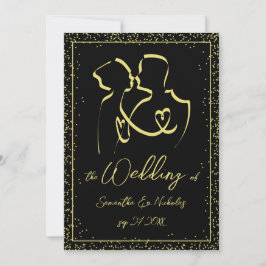 Invitación Silueta de enamorados arte de línea boda