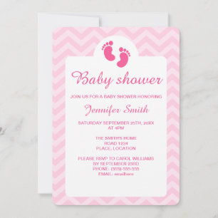 Invitación Silueta de huellas de bebé rosadas Baby Shower