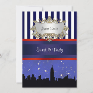 Invitación Silueta de la ciudad de Nueva York Cielo Azul2 Fra