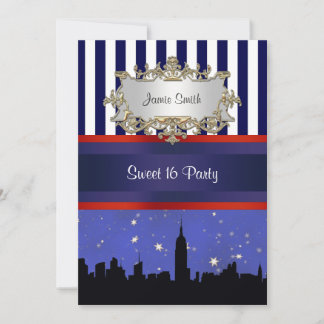 Invitación Silueta de la ciudad de Nueva York Cielo Azul2 Fra