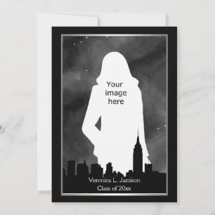 Invitación Silueta de la ciudad de Nueva York en blanco y neg