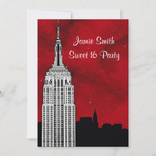 Invitación Silueta de la línea del horizonte de NYC ESB Estre
