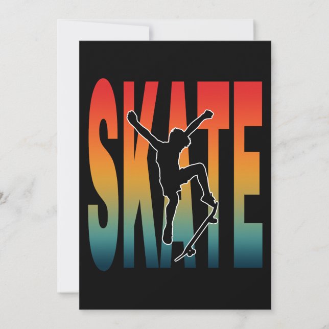 Invitación Silueta de monopatín Skate (Anverso)
