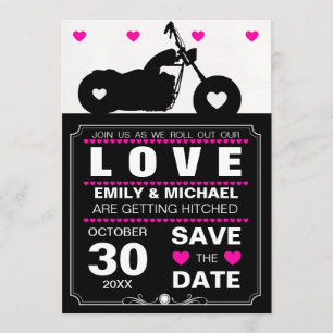 Invitación Silueta de motocicleta en blanco y negro para guar