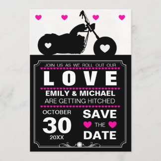 Invitación Silueta de motocicleta en blanco y negro para guar