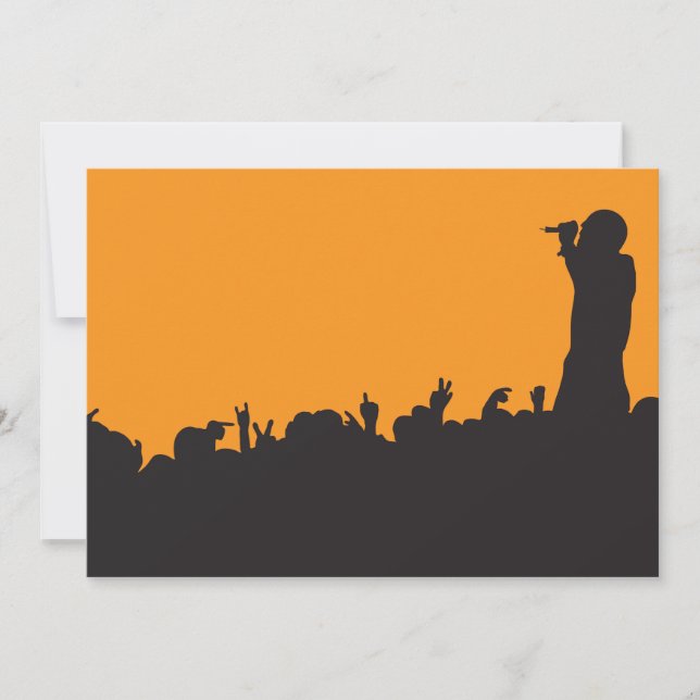 Invitación Silueta de multitud en concierto de rock Festival  (Anverso)