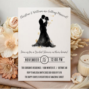 Invitación Silueta de novia y novio, Despedida de soltera mon