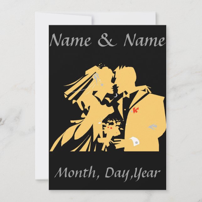 Invitación Silueta de pareja boda, editar texto (Anverso)