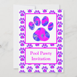 Invitación Silueta de Pata de Animal Fiesta en la Piscina Ros