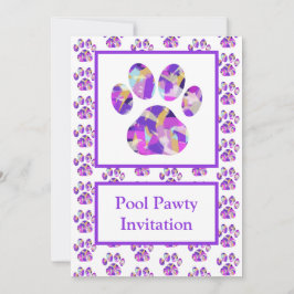 Invitación  Silueta de pata de animal morada Fiesta de pata d