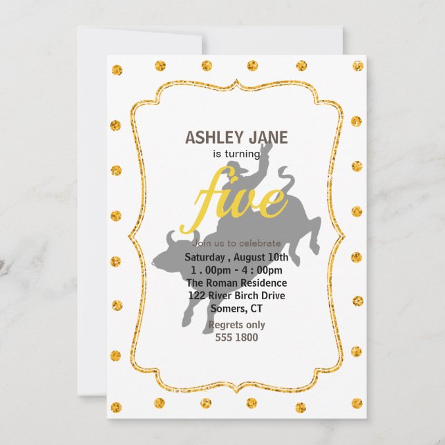 Invitación Silueta de Rodeo Bull Ride (Anverso)