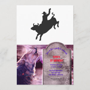 Invitación Silueta de Rodeo Bull Ride