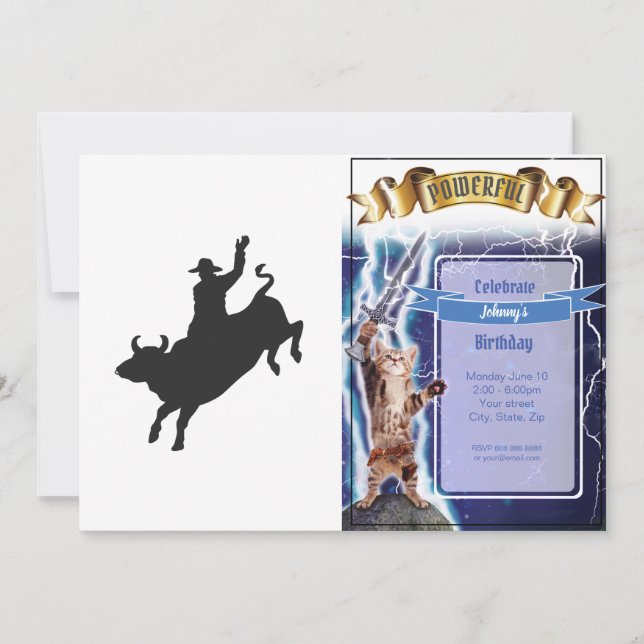 Invitación Silueta de Rodeo Bull Ride (Anverso)