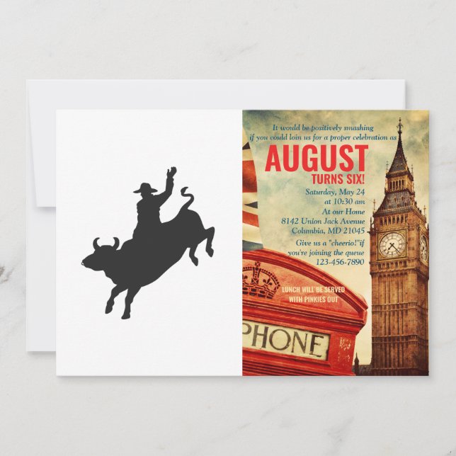 Invitación Silueta de Rodeo Bull Ride (Anverso)