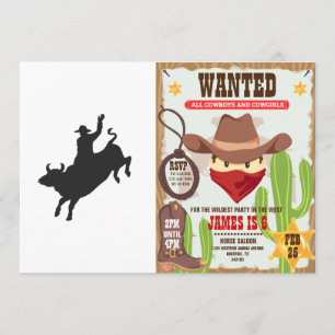 Invitación Silueta de Rodeo Bull Ride