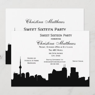 Invitación Silueta de Toronto DIY Color de Fondo Sweet 16